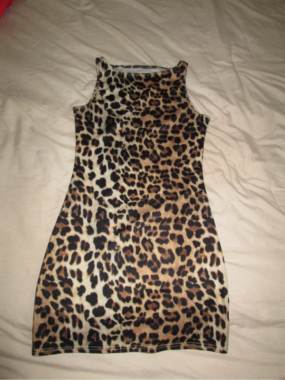 Leopard Print Sleeveless Bodycon Dress - Brown/Black